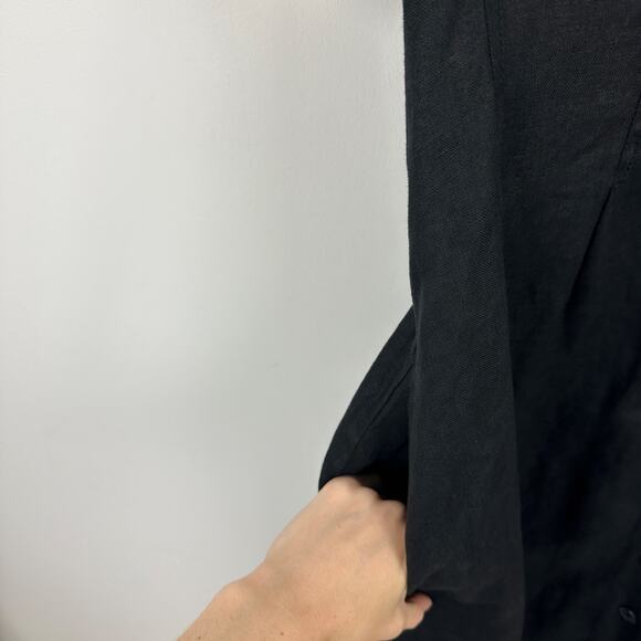 Madewell Pleated Midi Shirtdress 100% Linen A Line Minimalist Black Small NWT - Picture 9 of 14